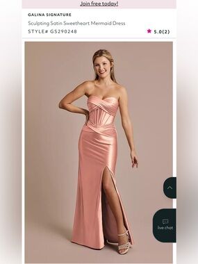 Galina Signature Sculpting Satin Sweetheart Mermaid Dress - desert coral